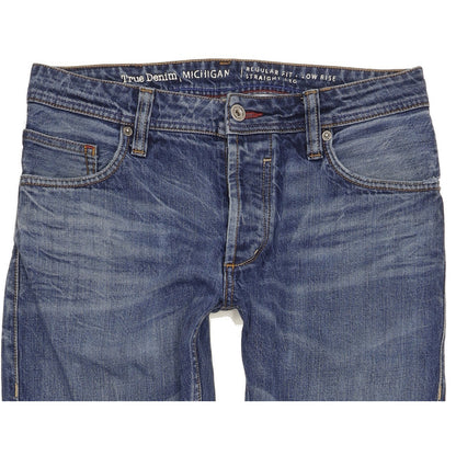Mustang Michigan Men Blue Straight Slim Jeans W31 L30