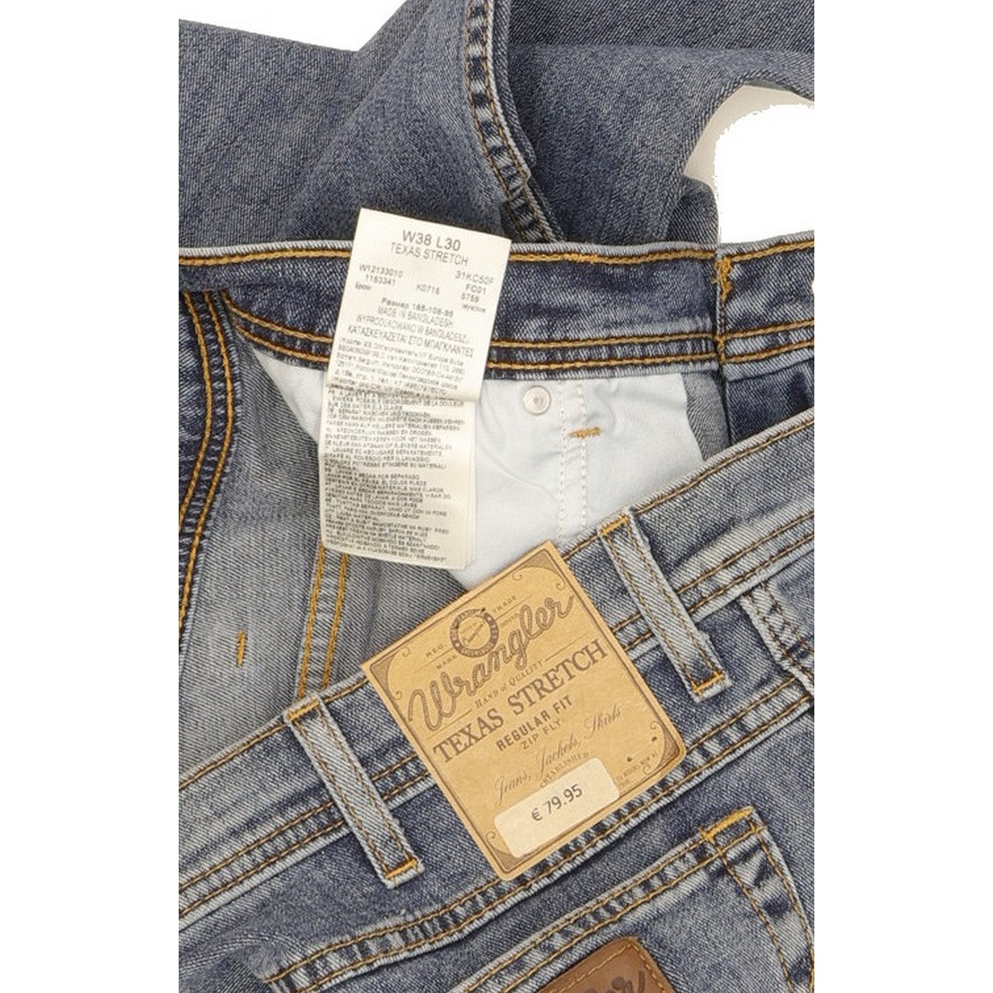 Wrangler Texas Men Blue Straight Regular Stretch Jeans W38 L30