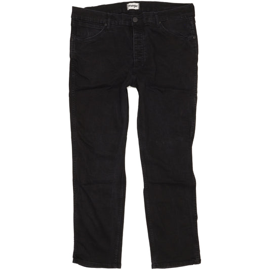 Wrangler Greensboro Men Black Straight Regular Stretch Jeans W38 L30