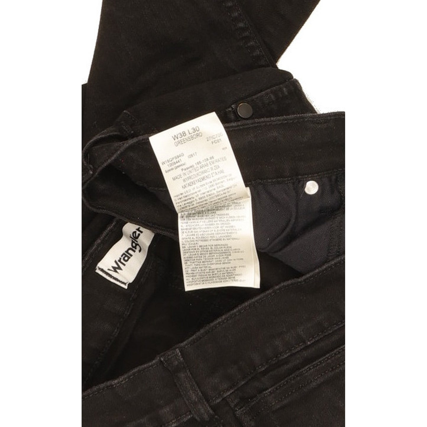 Wrangler Greensboro Men Black Straight Regular Stretch Jeans W38 L30