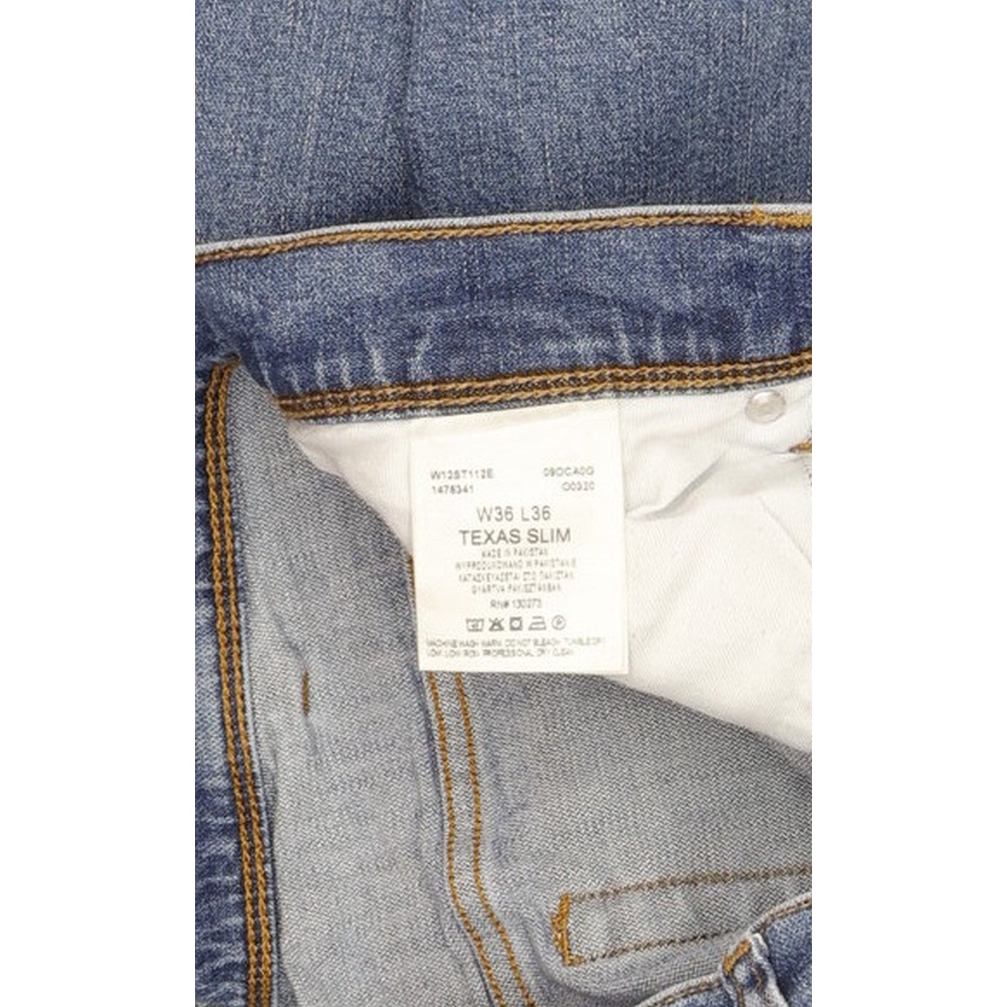 Wrangler Texas Men Blue Straight Slim Stretch Jeans W36 L35