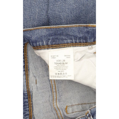 Wrangler Texas Men Blue Straight Slim Stretch Jeans W36 L35