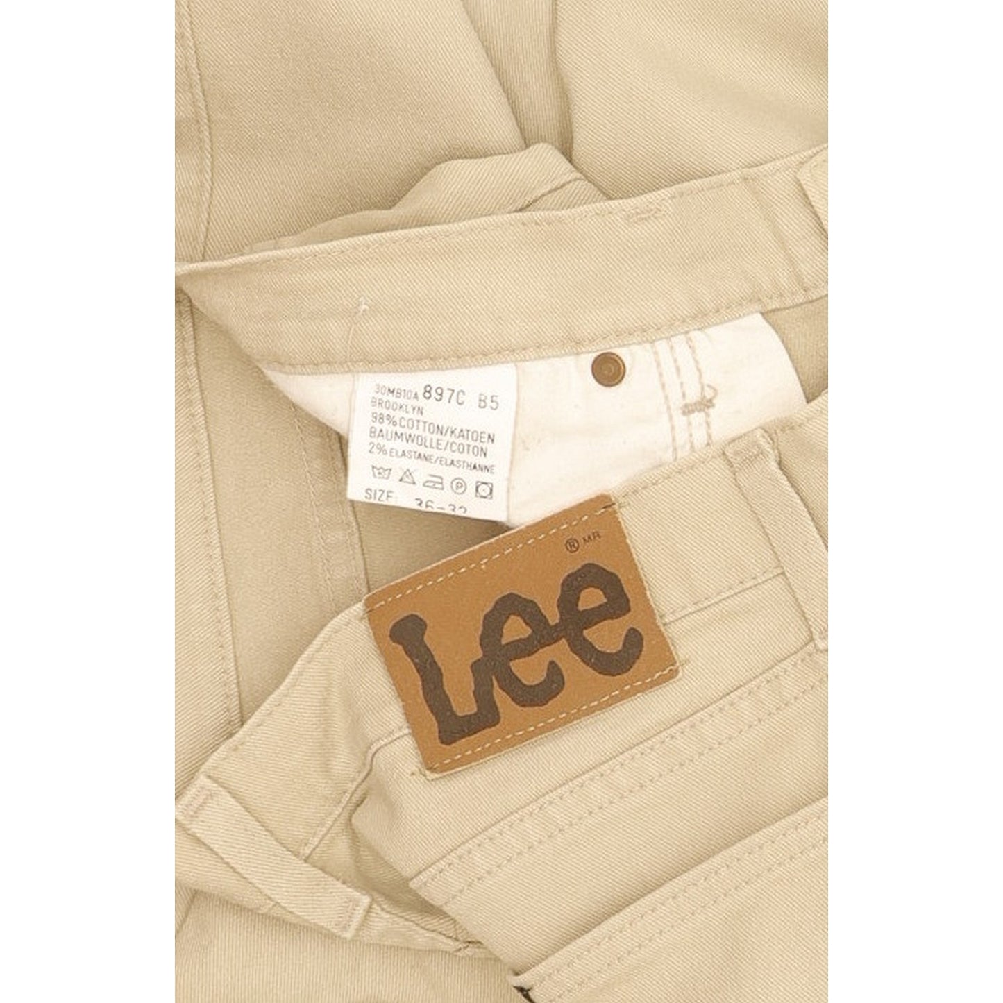 Lee Brooklyn Men Beige Straight Regular Stretch Jeans W36 L32