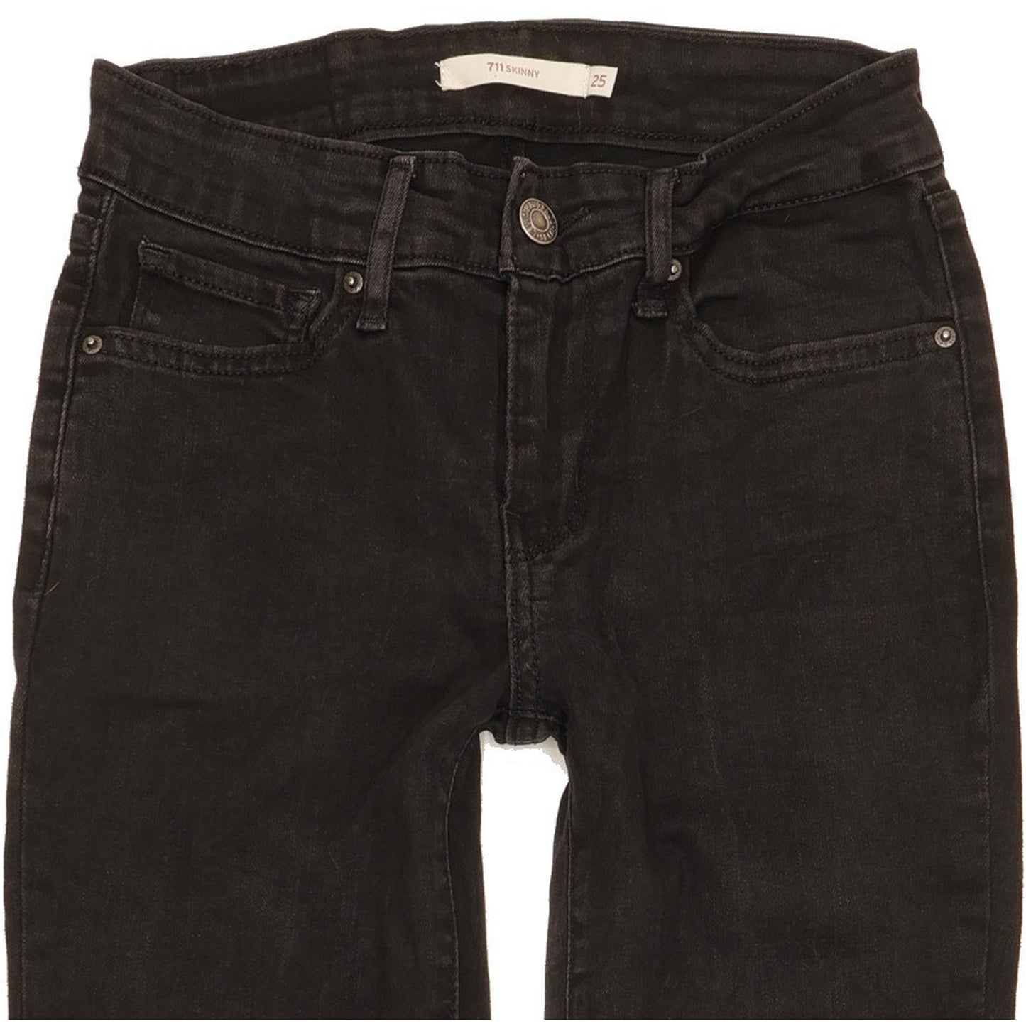 Levi's 711 Women Black Skinny Slim Stretch Jeans W25 L28