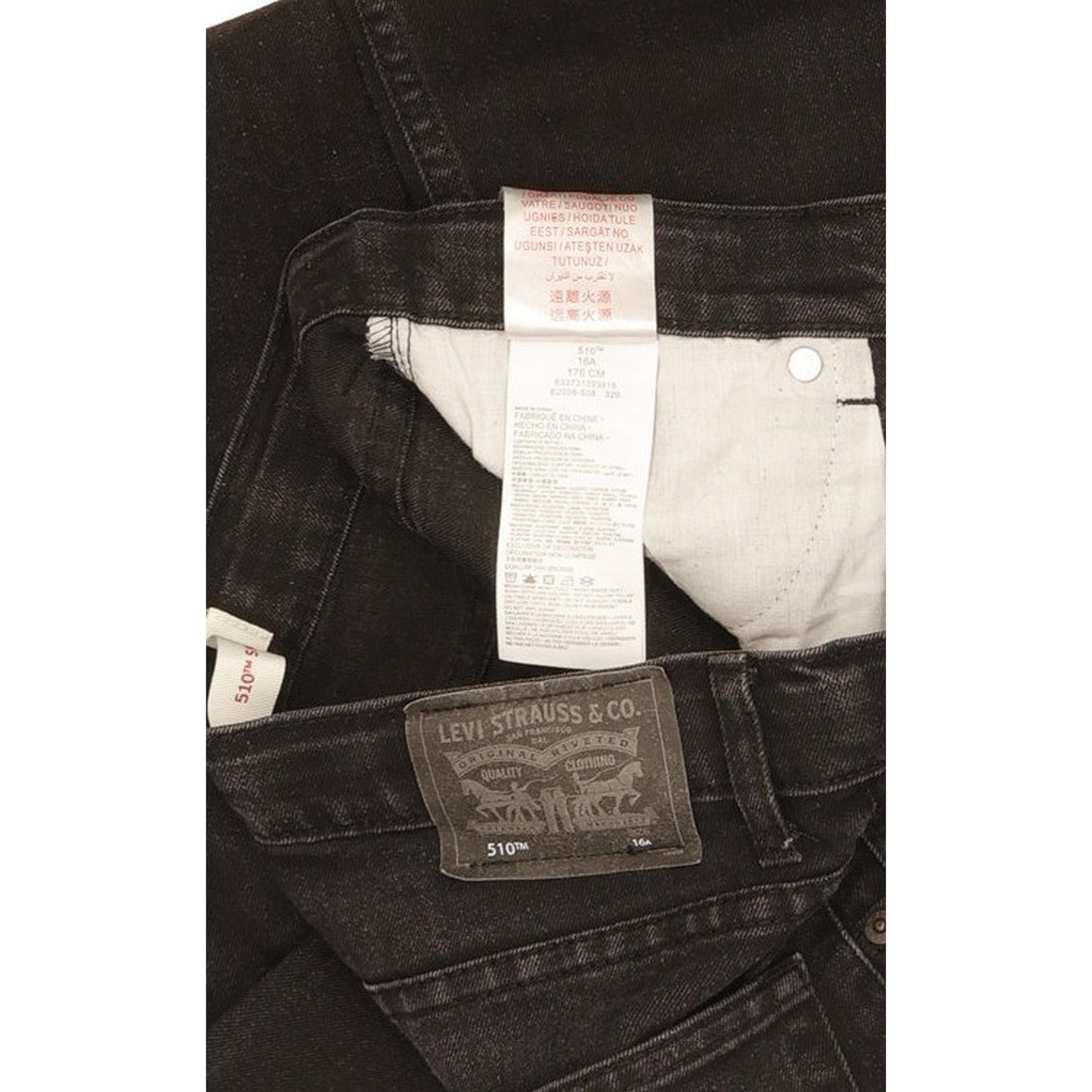 Levi's 510 Kids Black Skinny Slim Stretch Jeans W28 L30
