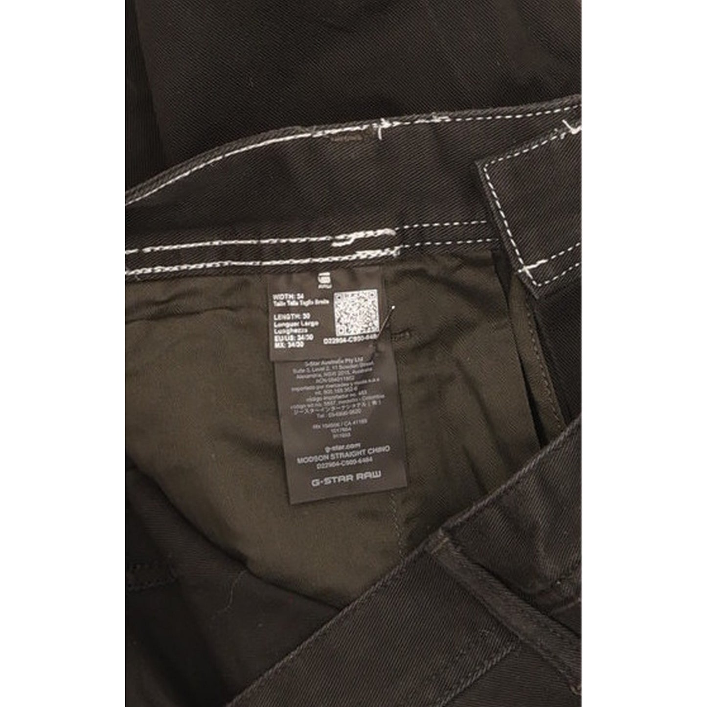 G-Star Modson Men Black Straight Regular Chino Jeans W34 L28