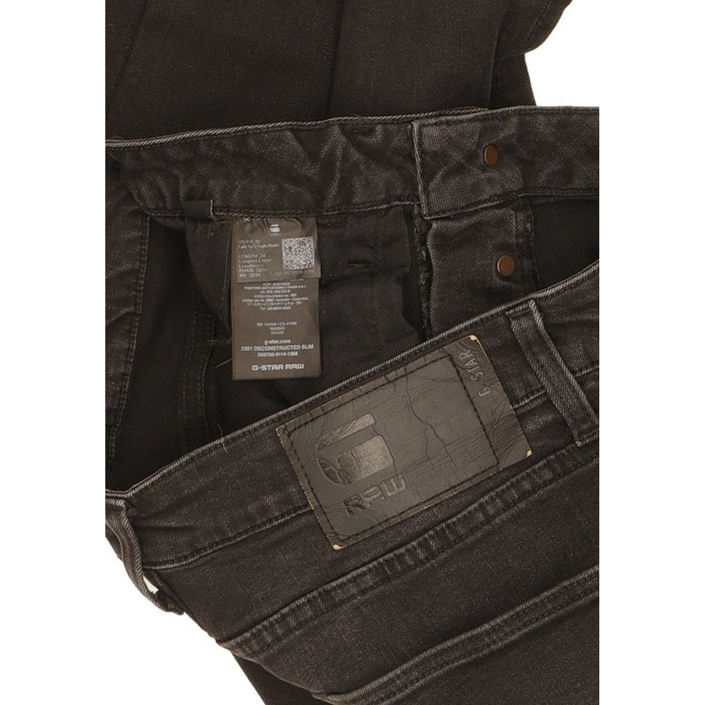 G-Star 3301 Deconstructed Men Black Straight Slim Stretch Jeans W32 L33