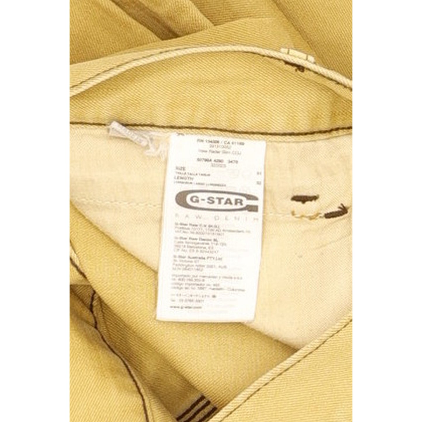G-Star New Radar Men Yellow Straight Slim Stretch Jeans W31 L32