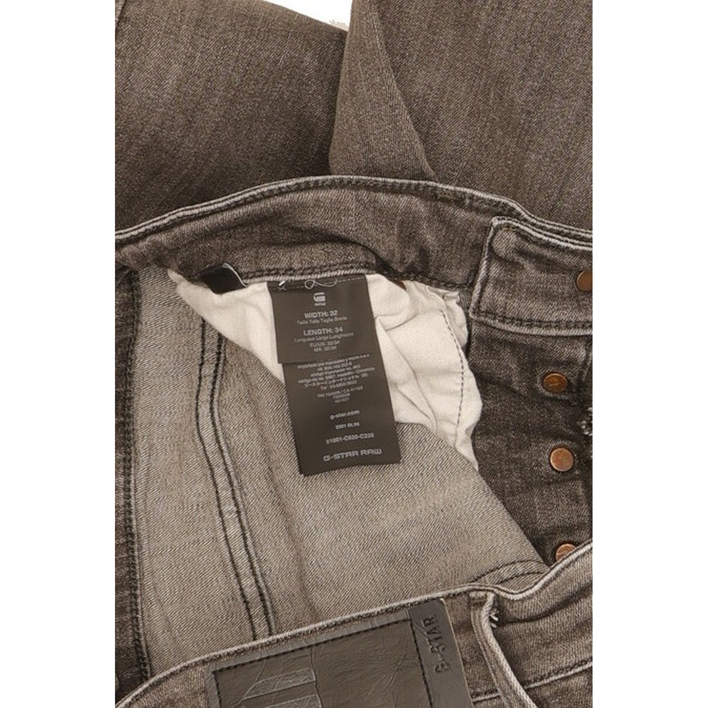 G-Star 3301 Men Grey Skinny Slim Stretch Jeans W32 L33