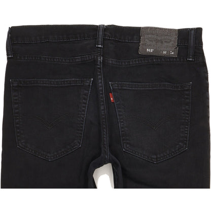 Levi's 512 Men Black Tapered Slim Stretch Jeans W32 L33