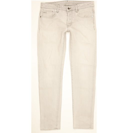 G-Star 3301 Men Grey Straight Slim Stretch Jeans W32 L32