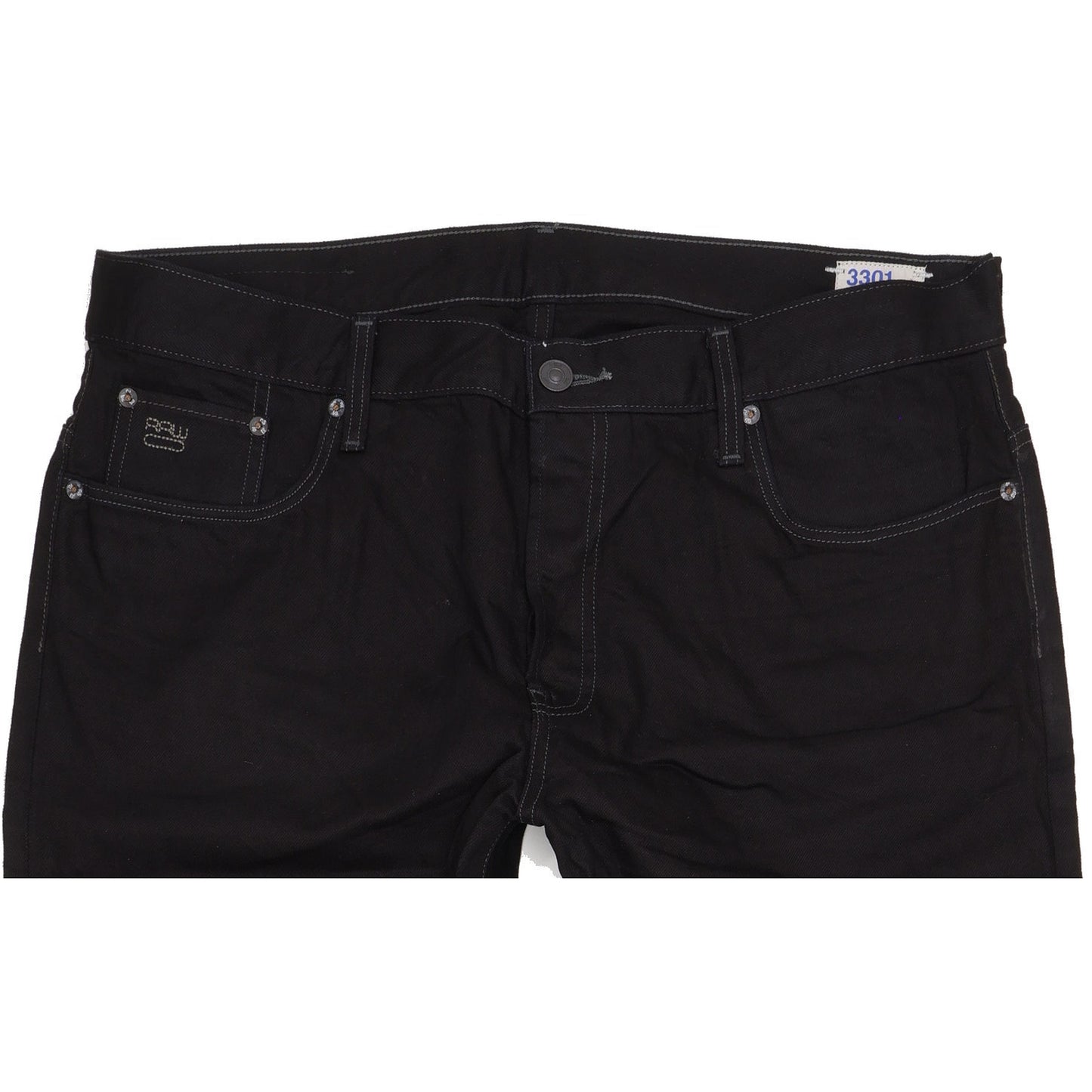 G-Star 3301 Men Black Straight Regular Jeans W40 L31