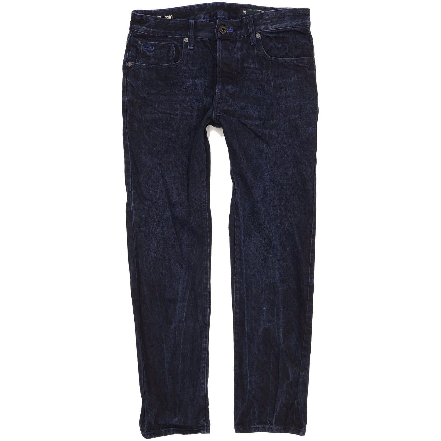 G-Star 3301 Selvedge Men Navy Straight Slim Jeans W32 L29