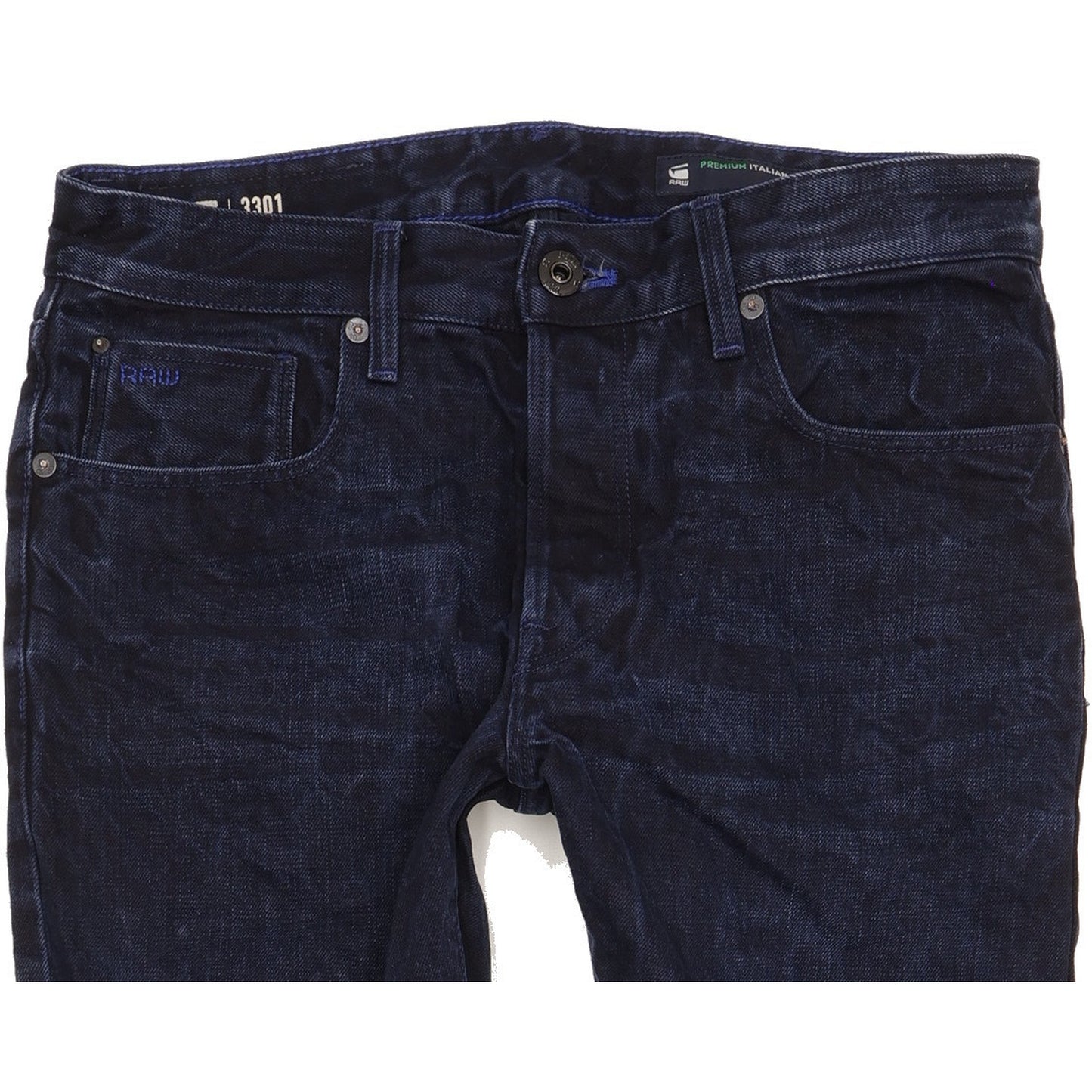 G-Star 3301 Selvedge Men Navy Straight Slim Jeans W32 L29