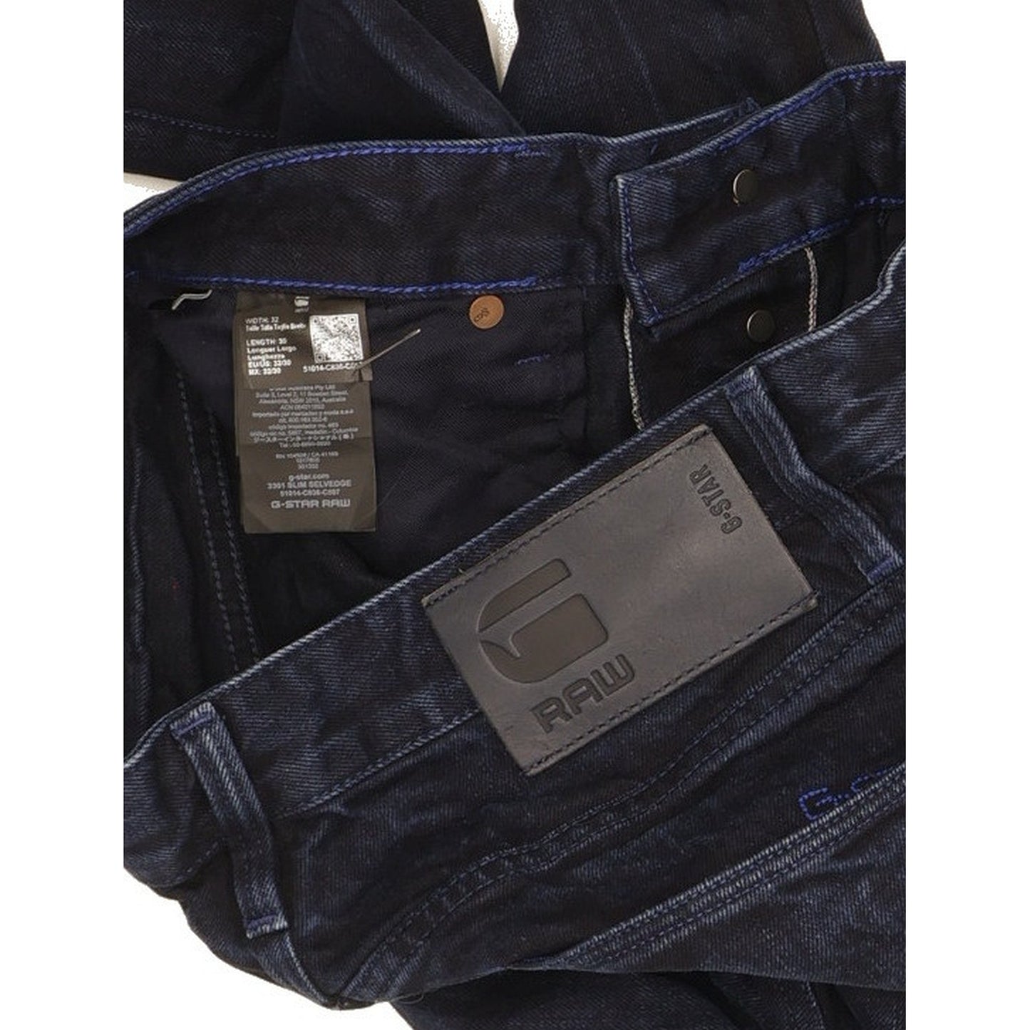G-Star 3301 Selvedge Men Navy Straight Slim Jeans W32 L29