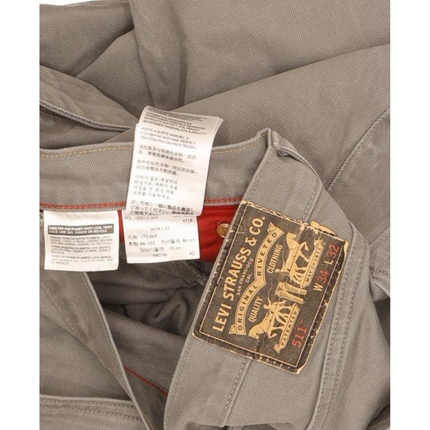 Levi's 511 Men Grey Straight Slim Jeans W34 L31