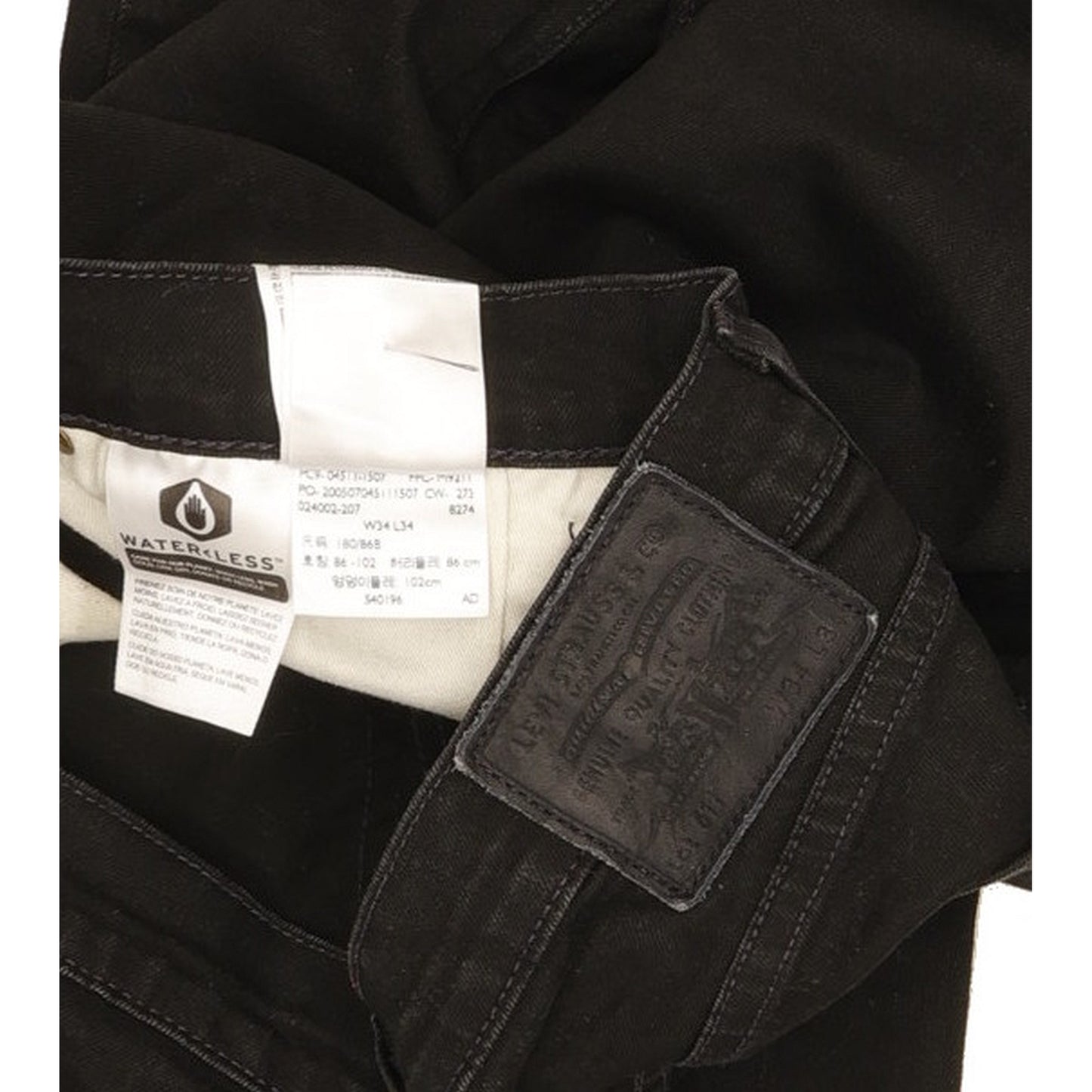 Levi's 511 Men Black Straight Slim Stretch Jeans W34 L33
