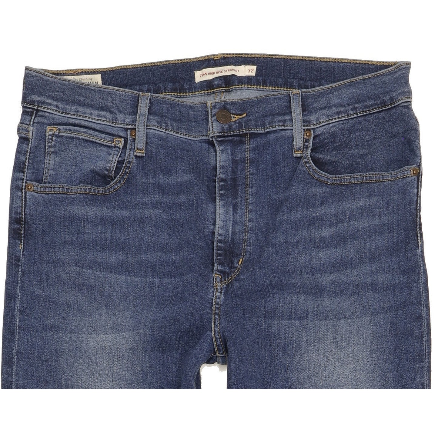 Levi's 724 Blue Straight Slim Stretch Jeans High Waisted W32 L29