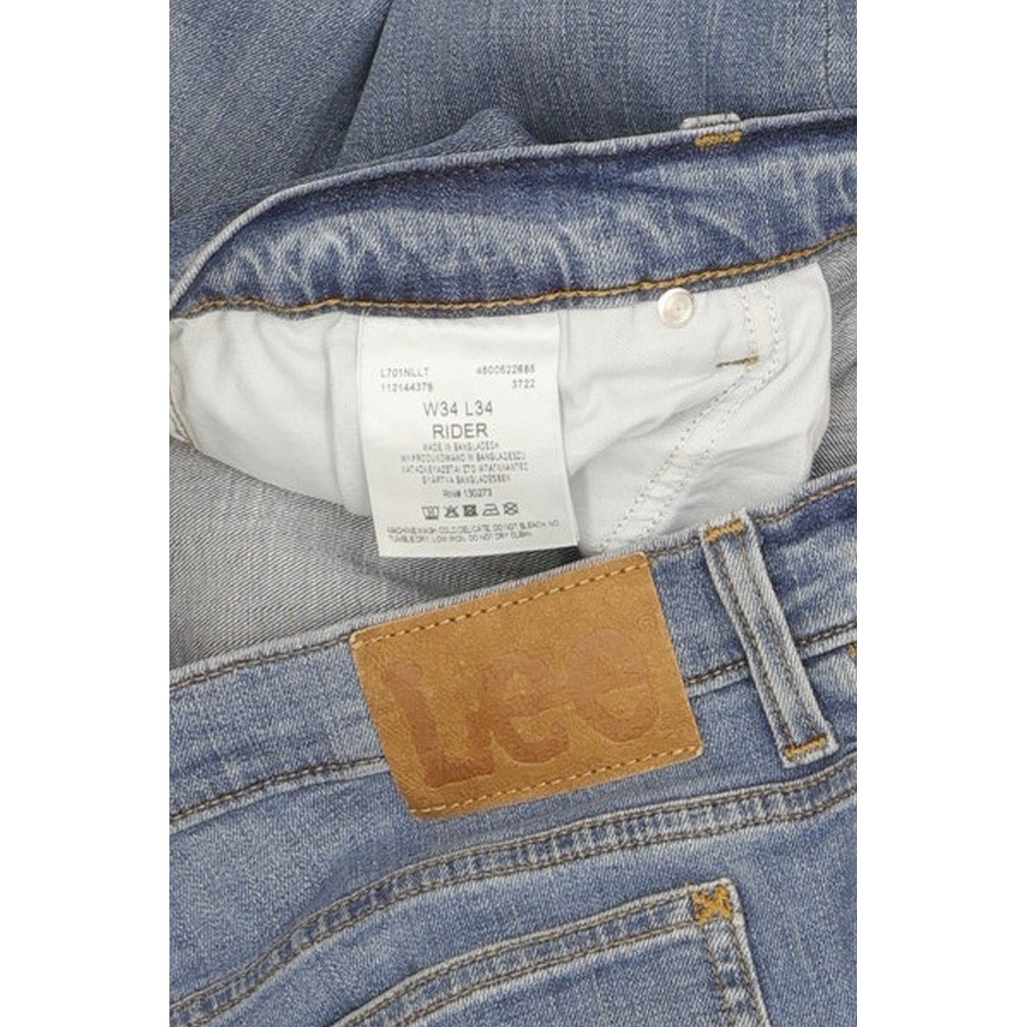 Lee Rider Men Blue Straight Regular Stretch Jeans W34 L32