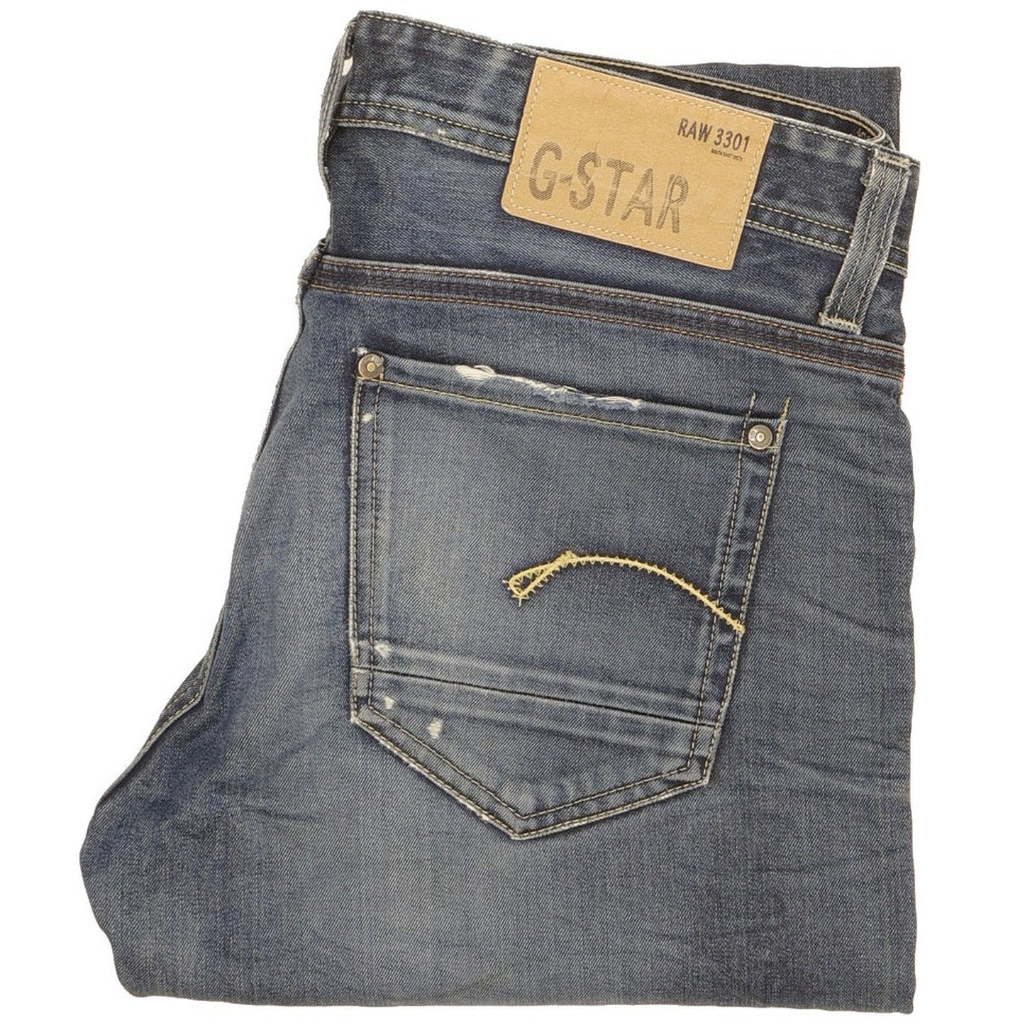 G-Star 3301 Men Blue Straight Regular Jeans W34 L32