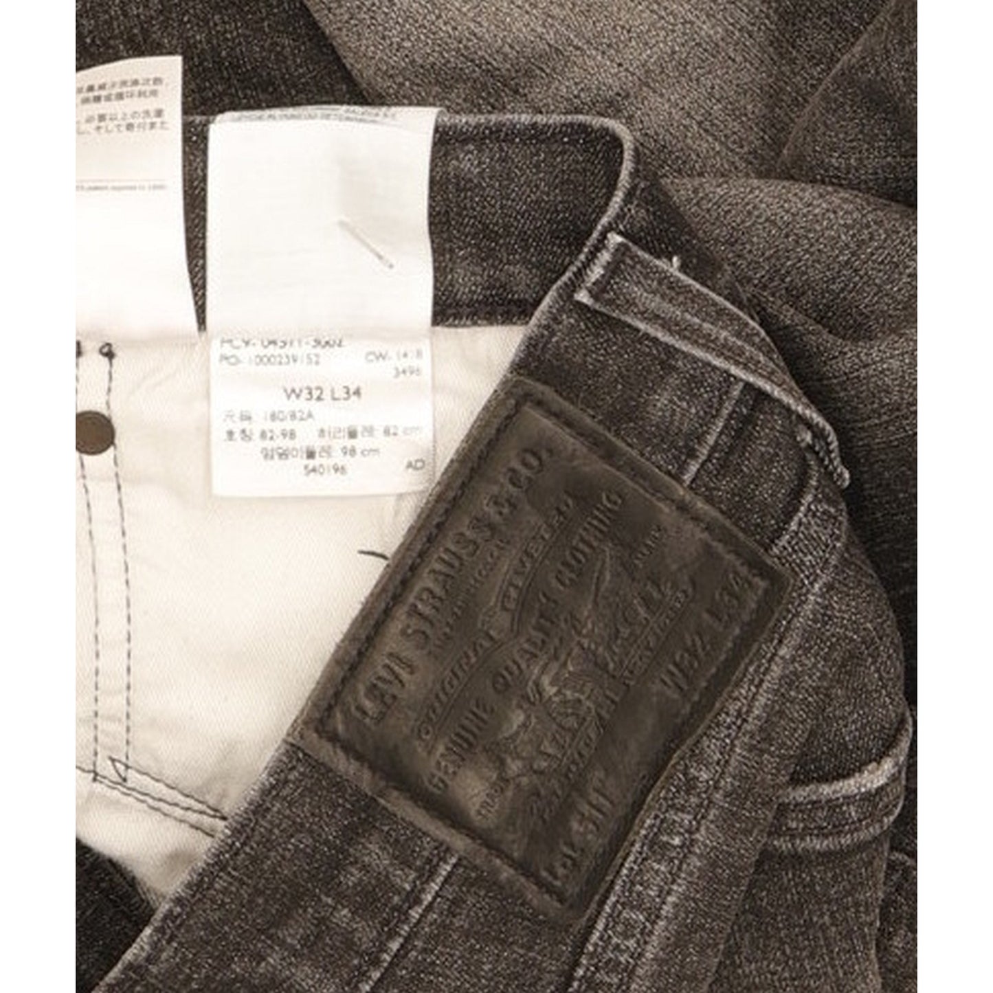 Levi's 511 Men Black Straight Slim Stretch Jeans W32 L34