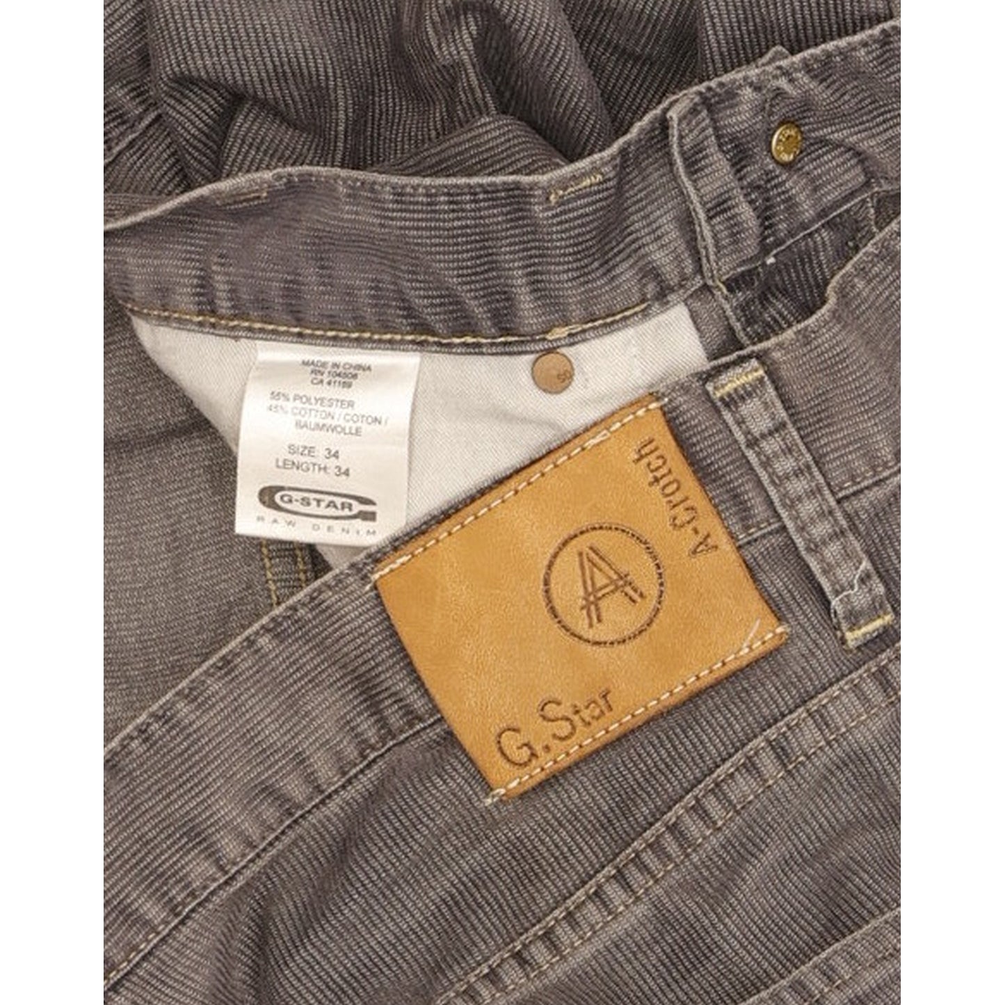 G-Star A Crotch Men Grey Straight Loose Trousers W34 L34
