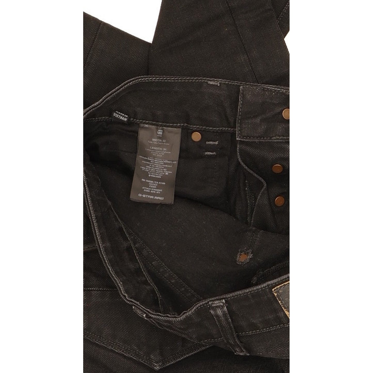 G-Star Attacc Men Black Straight Regular Stretch Jeans W32 L33