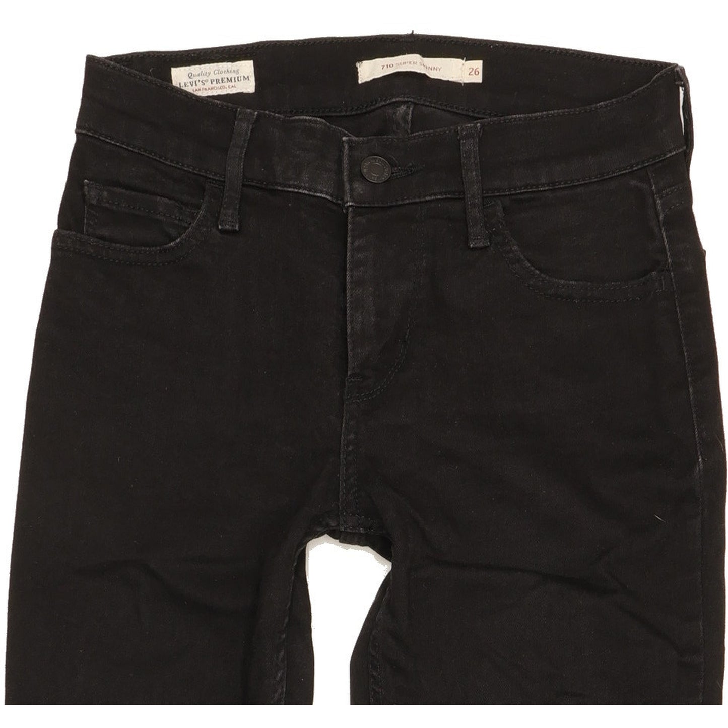 Levi's 710 Super Women Black Skinny Slim Stretch Jeans W26 L27