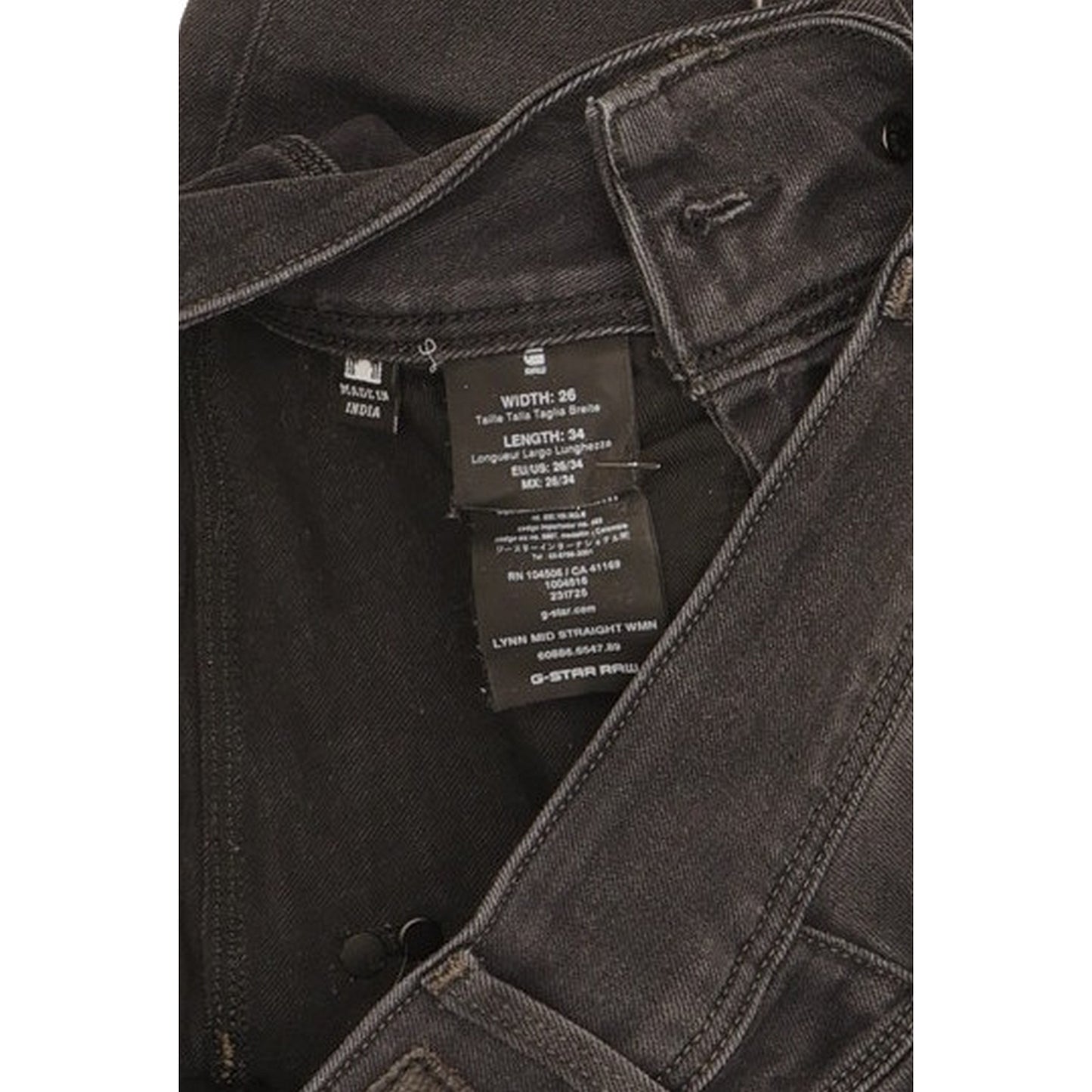 G-Star Lynn Women Black Straight Slim Stretch Jeans W26 L29