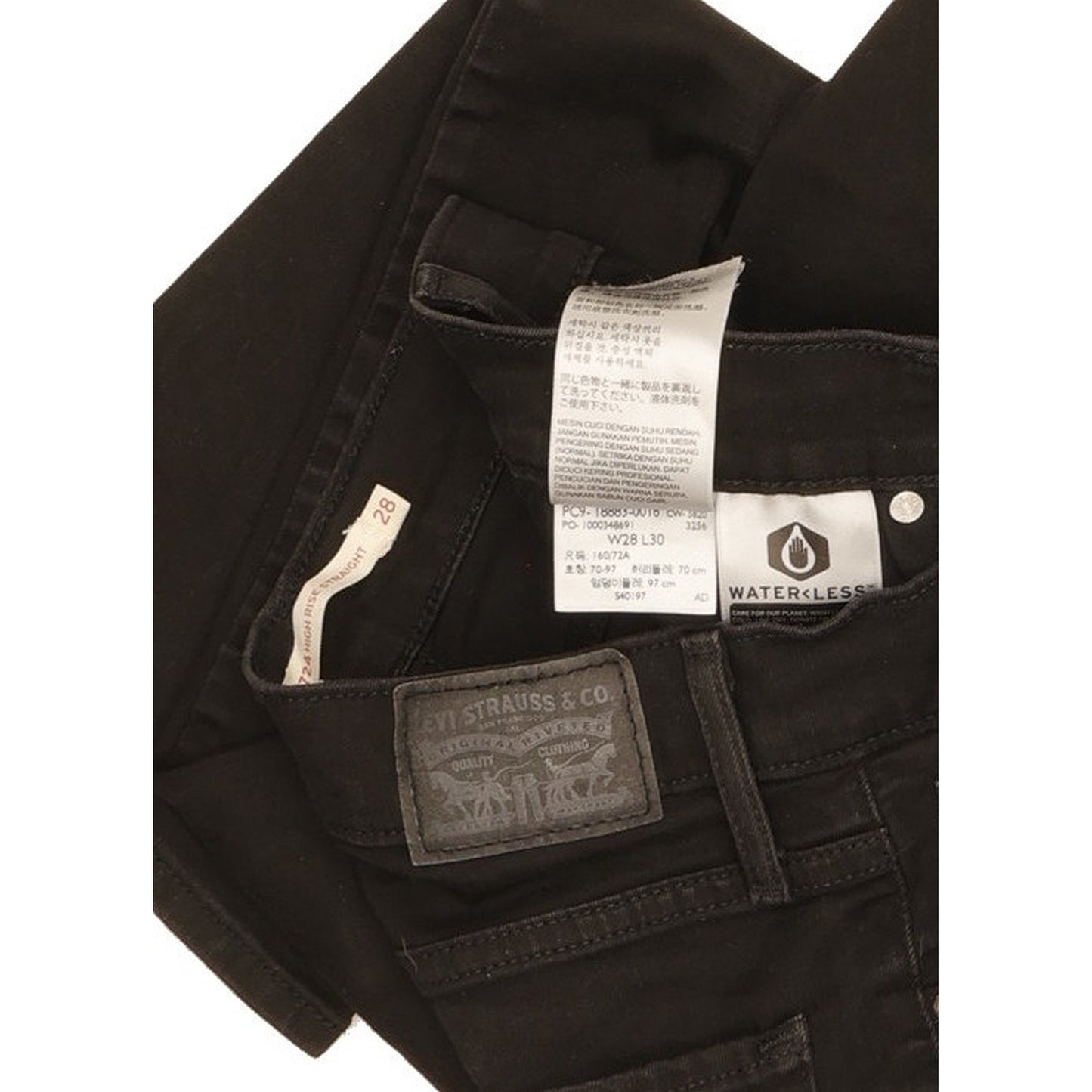 Levi's 724 Women Black Straight Slim Stretch Jeans W28 L30