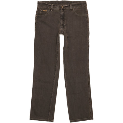Wrangler Texas Men Brown Straight Regular Stretch Jeans W34 L32