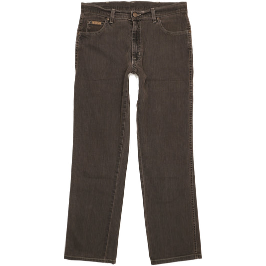 Wrangler Texas Men Brown Straight Regular Stretch Jeans W34 L32