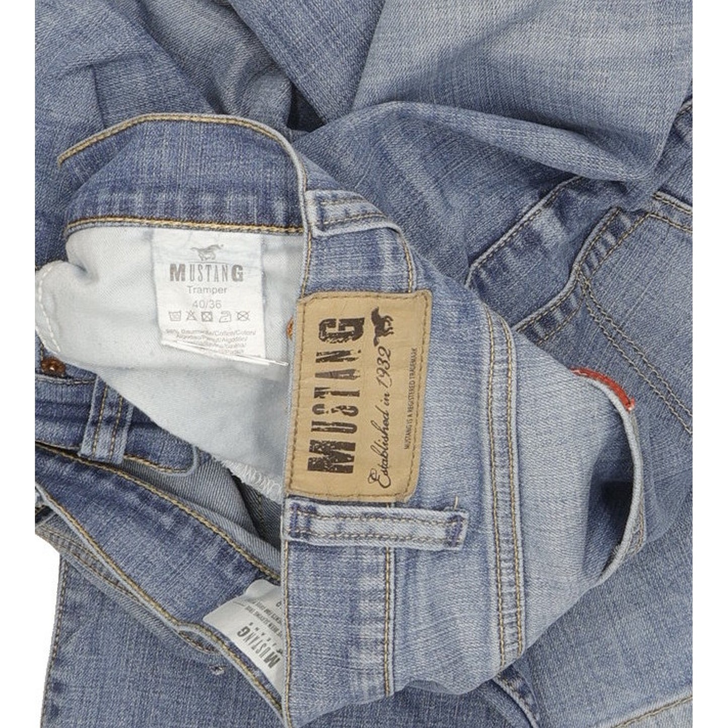 Mustang Tramper Men Blue Straight Regular Stretch Jeans W40 L35