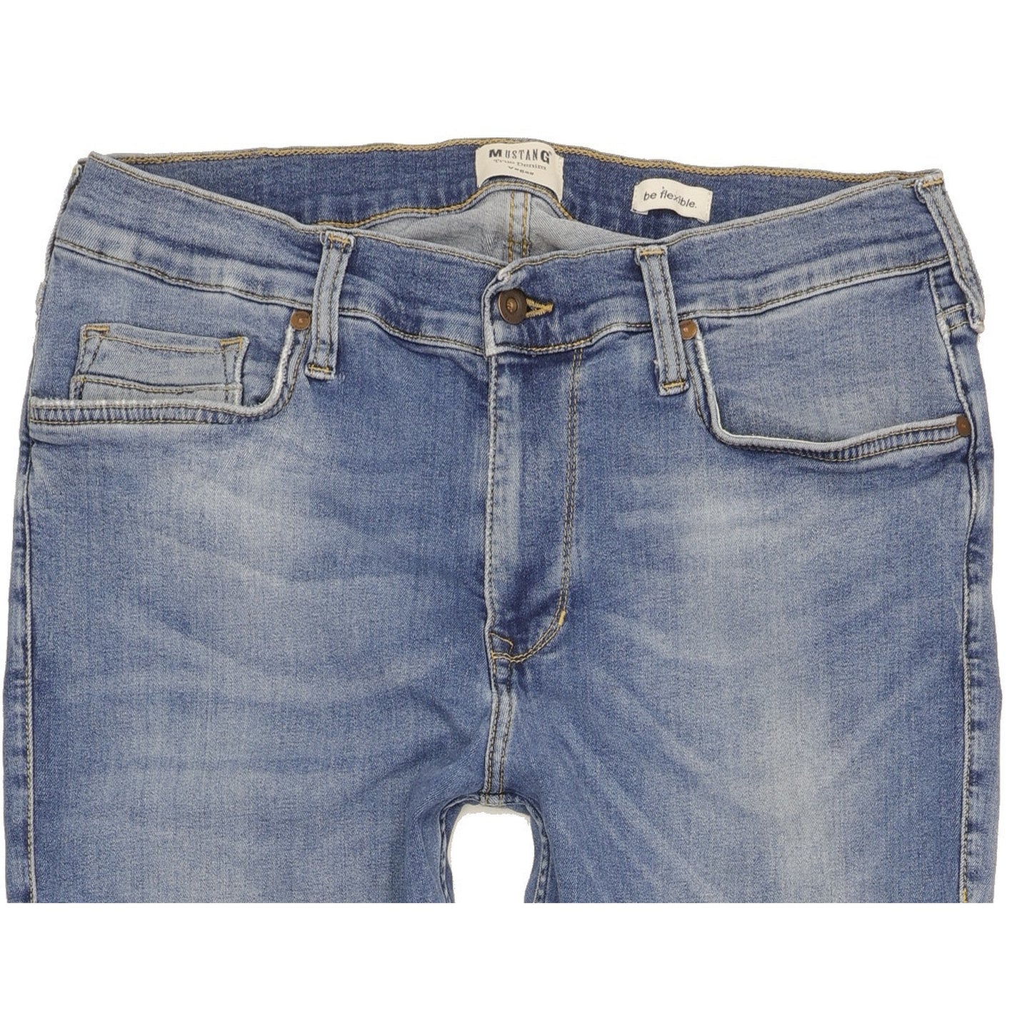 Mustang Vegas Men Blue Straight Slim Stretch Jeans W36 L34