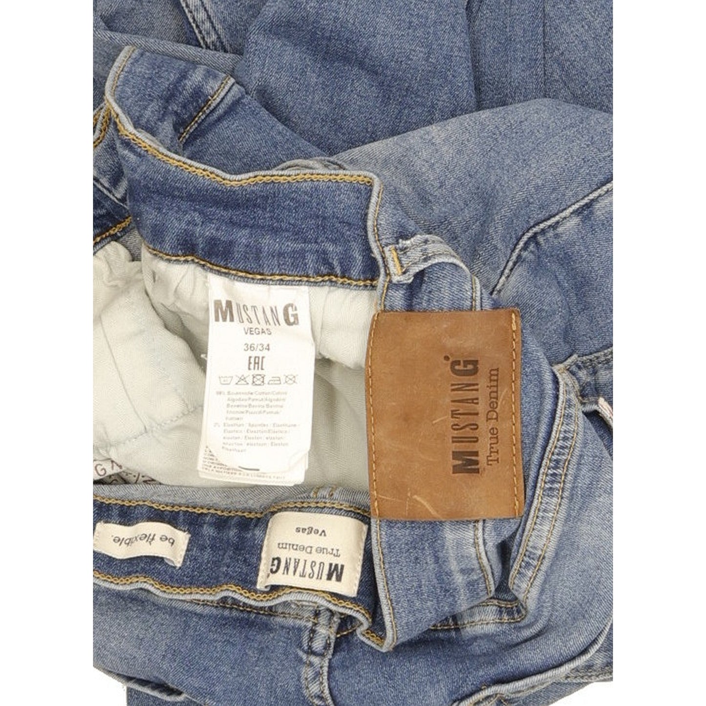Mustang Vegas Men Blue Straight Slim Stretch Jeans W36 L34