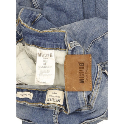 Mustang Vegas Men Blue Straight Slim Stretch Jeans W36 L34