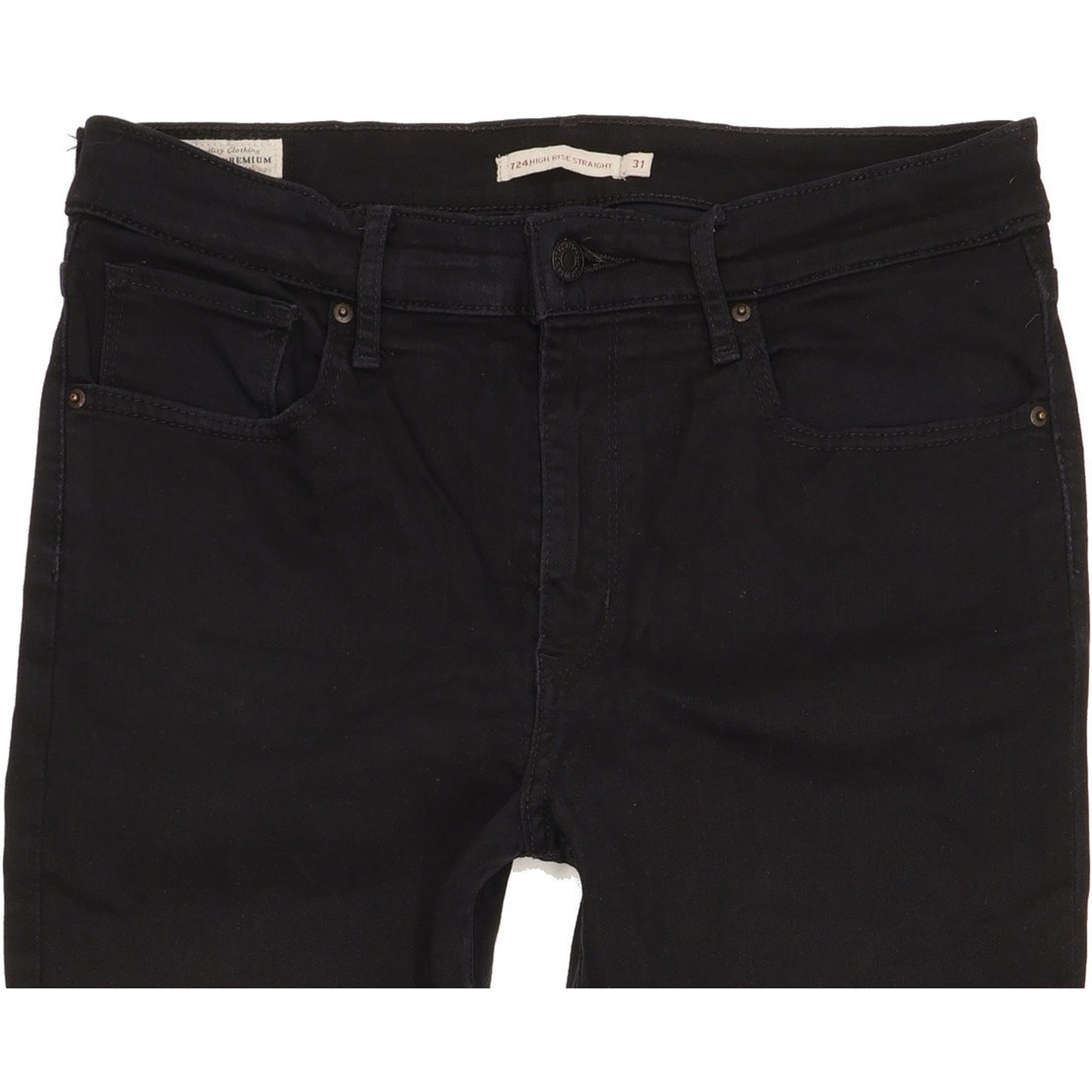 Levi's 724 Black Straight Slim Stretch Jeans High Waisted W31 L29