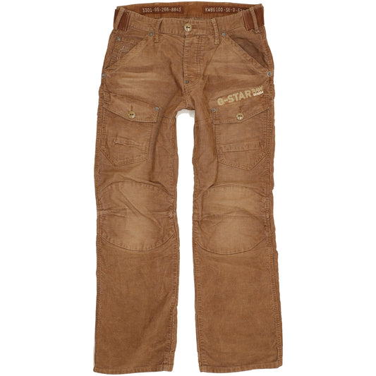 G-Star Storm Elwood Men Brown Straight Regular Trousers W33 L31
