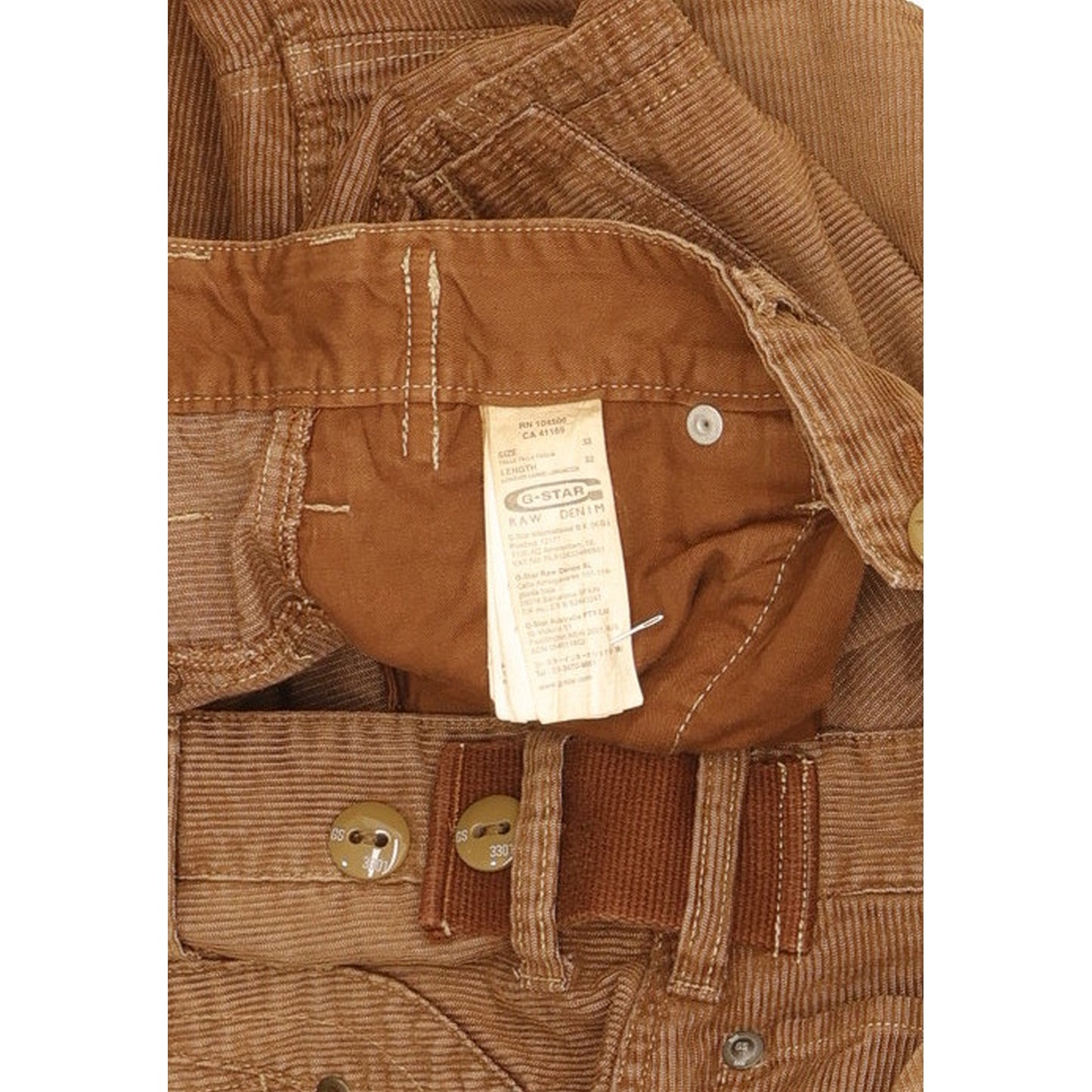 G-Star Storm Elwood Men Brown Straight Regular Trousers W33 L31