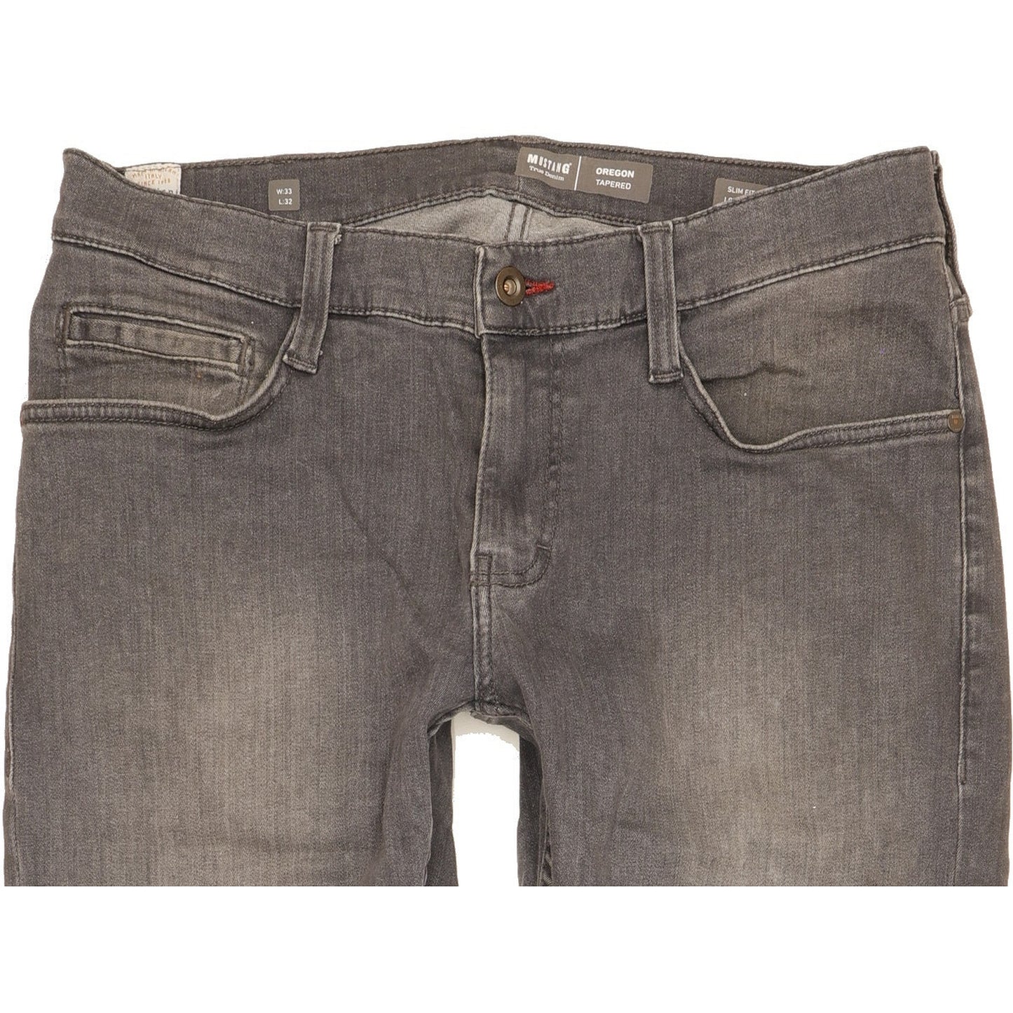 Mustang Oregon Men Grey Tapered Slim Stretch Jeans W33 L32