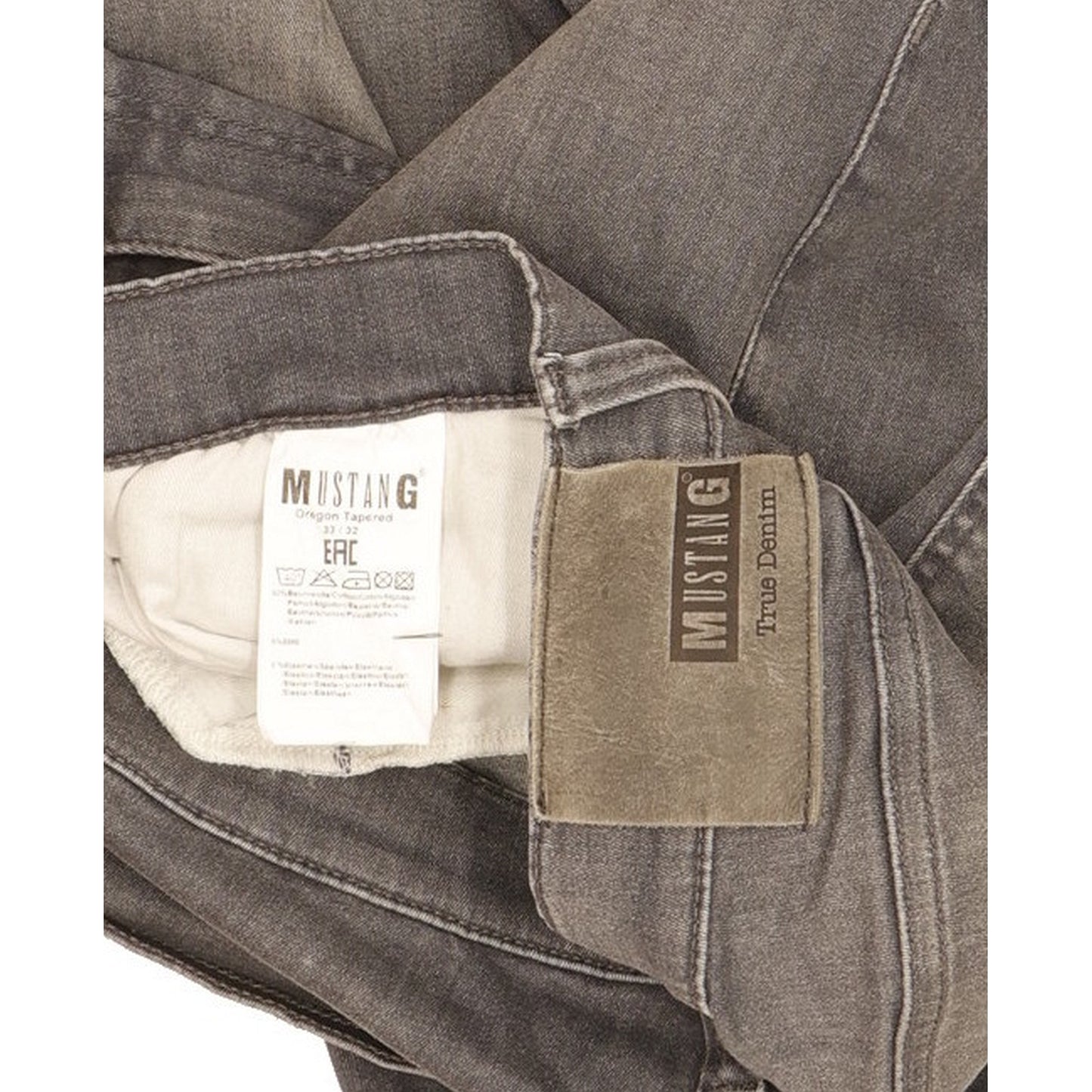 Mustang Oregon Men Grey Tapered Slim Stretch Jeans W33 L32