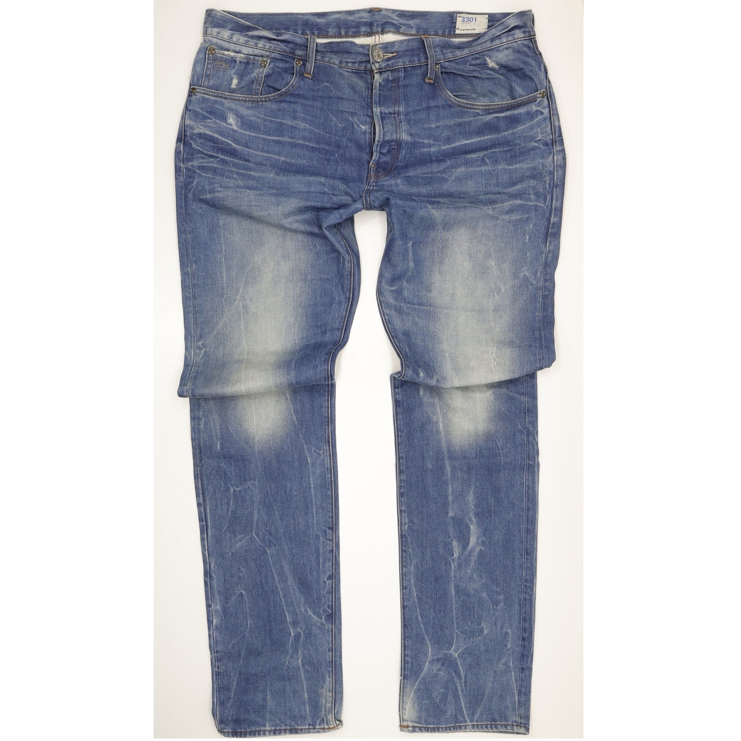 G-Star 3301 Men Blue Straight Regular Jeans W40 L38