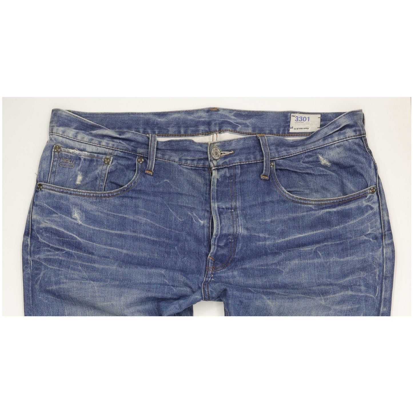 G-Star 3301 Men Blue Straight Regular Jeans W40 L38
