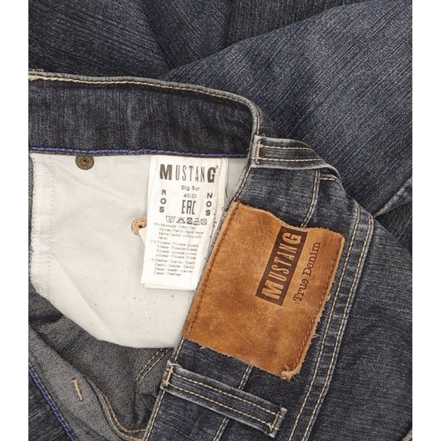 Mustang Big Sur Men Blue Straight Regular Stretch Jeans W40 L30