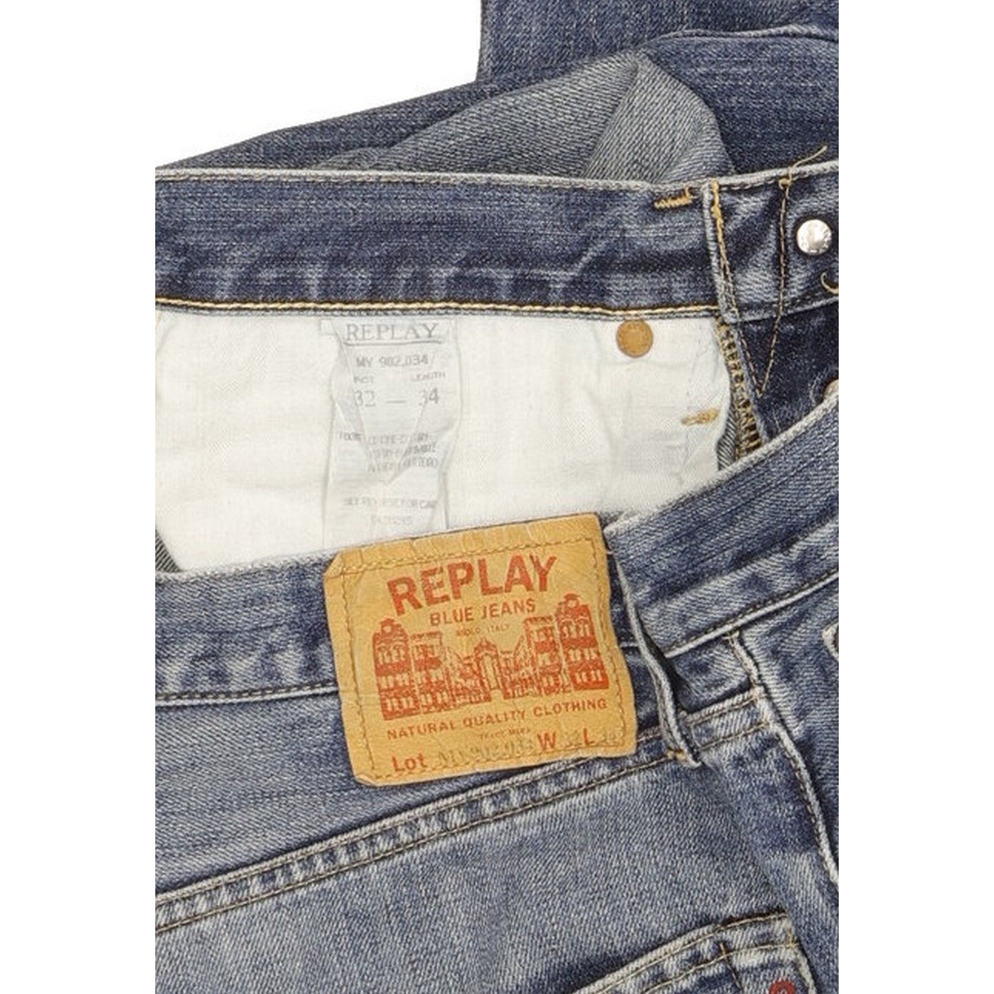 Replay Men Blue Straight Regular Jeans W32 L38