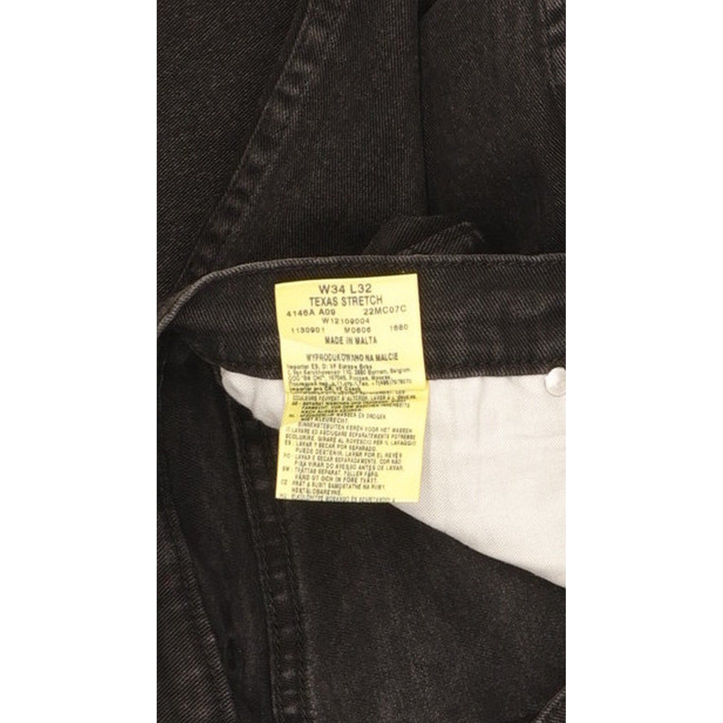Wrangler Texas Men Black Straight Regular Stretch Jeans W34 L32