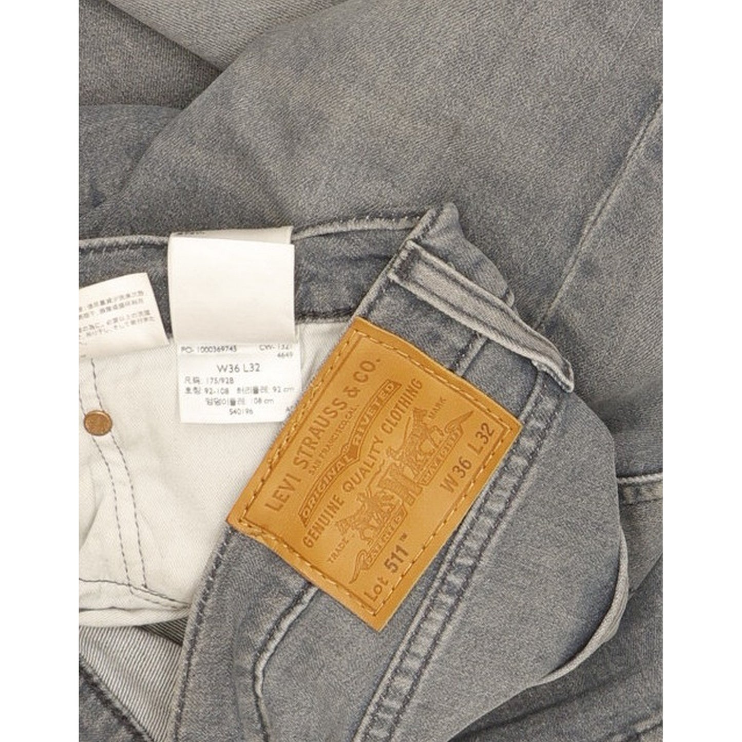 Levi's 511 Men Grey Straight Slim Jeans W36 L32