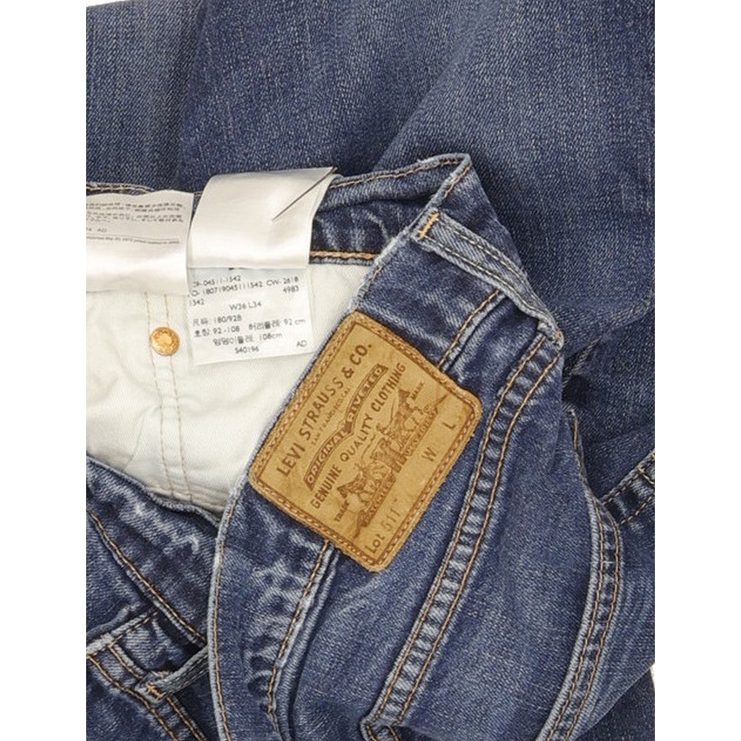 Levi's 511 Big E Men Blue Straight Slim Stretch Jeans W36 L32