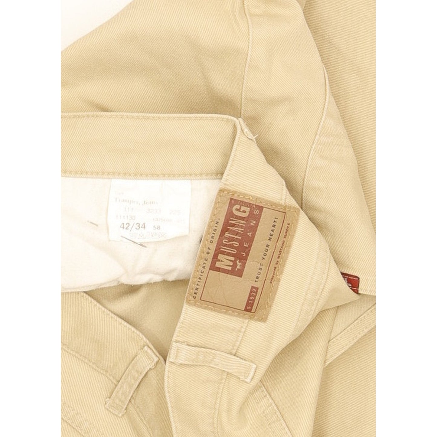 Mustang Tramper Men Beige Straight Regular Stretch Jeans W42 L27