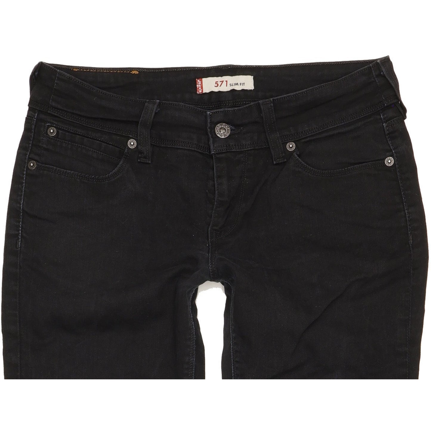Levi's 571 Women Black Straight Slim Stretch Jeans W32 L29